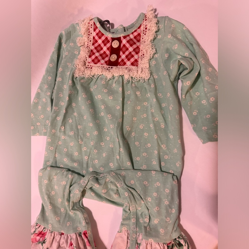 24M Peaches N’ Cream Floral Mint Romper